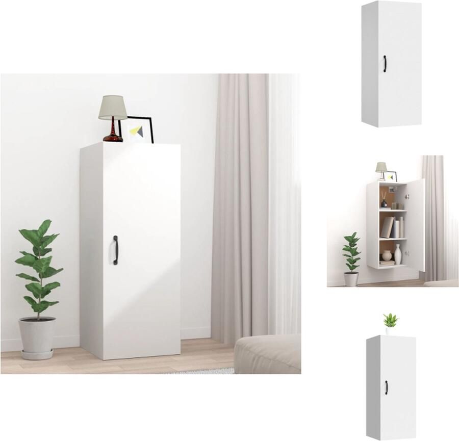 VidaXL Hangkast Hangkasten Hangende Kast Kastje Wandkast 34-5x34x90 cm bewerkt hout wit