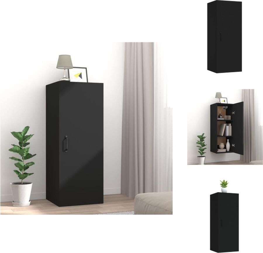 VidaXL Hangkast Hangkasten Hangende Kast Kastje Wandkast 34-5x34x90 cm bewerkt hout zwart
