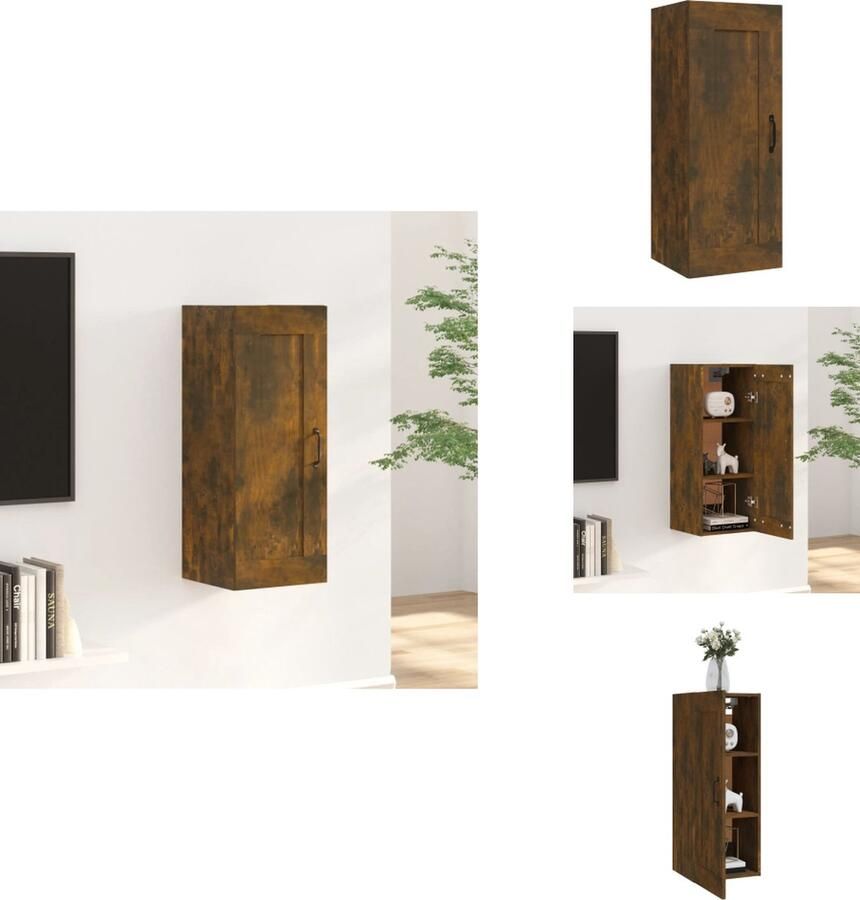 VidaXL Hangkast Hangkasten Hangende Kast Kastje Wandkast 35x34x90 cm bewerkt hout gerookt eikenkleurig