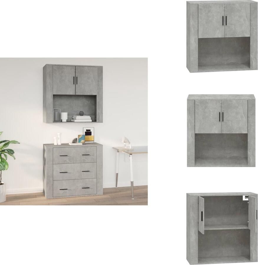 VidaXL Hangkast Hangkasten Hangende Kast Kastje Wandkast 80x33x80 cm bewerkt hout betongrijs