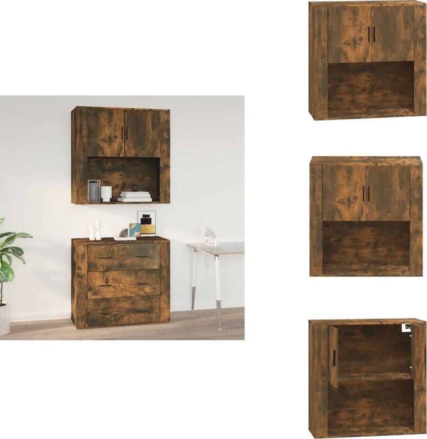 VidaXL Hangkast Hangkasten Hangende Kast Kastje Wandkast 80x33x80 cm bewerkt hout gerookt eikenkleurig