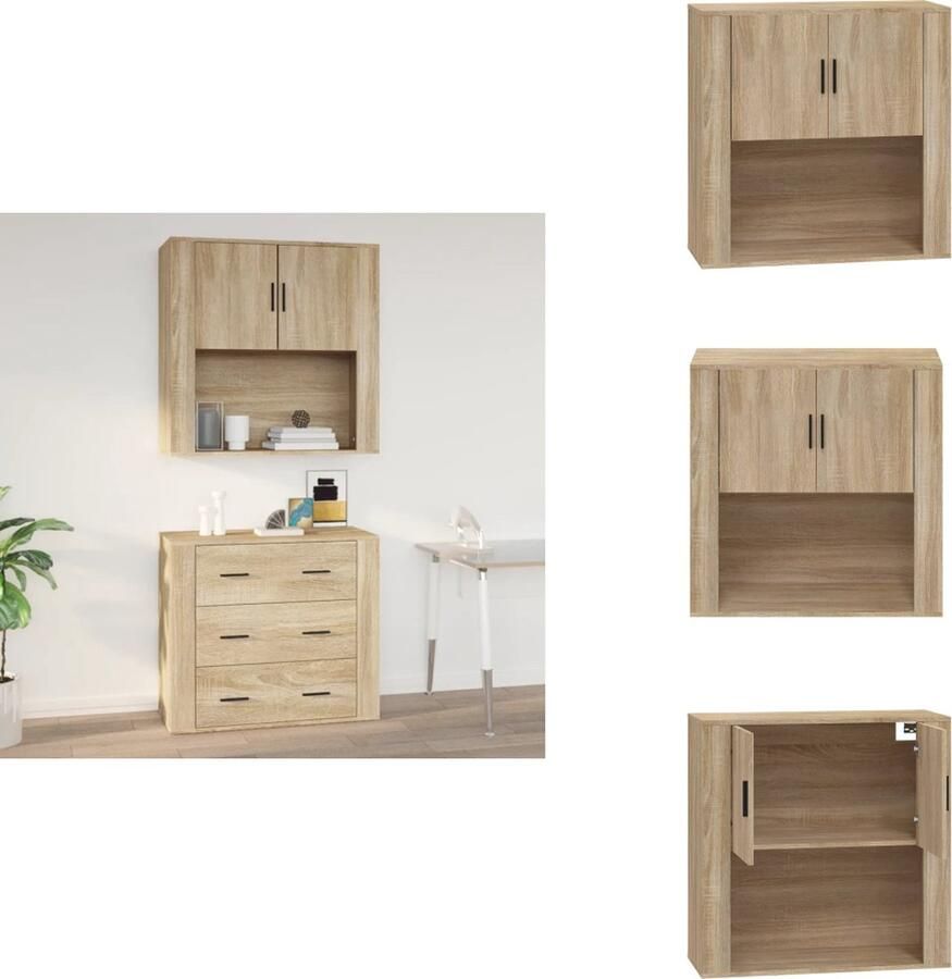 VidaXL Hangkast Hangkasten Hangende Kast Kastje Wandkast 80x33x80 cm bewerkt hout sonoma eikenkleurig