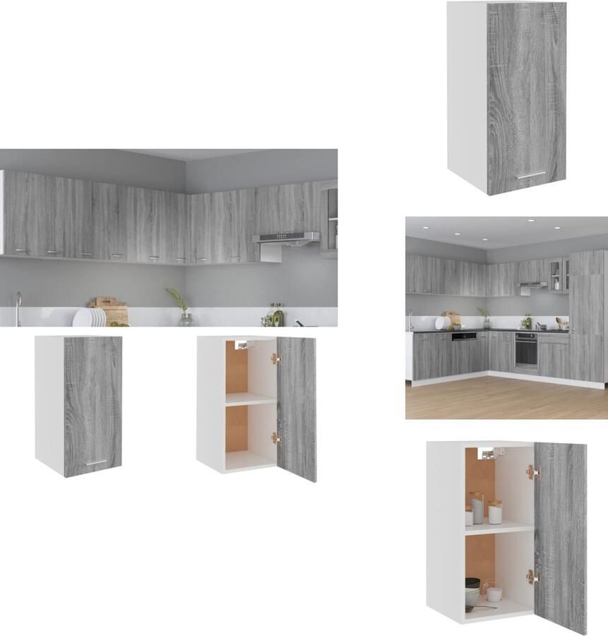 VidaXL Hangkast Hangkasten Hangende Kast Keukenkast Hangkast 29-5x31x60 cm bewerkt hout grijs sonoma eikenkleurig