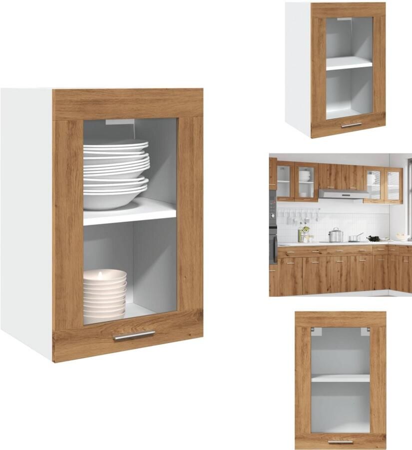 VidaXL Hangkast Hangkasten Hangende Kast Keukenkast Hangkast 40x31x60 cm bewerkt hout artisanaal eikenkleurig
