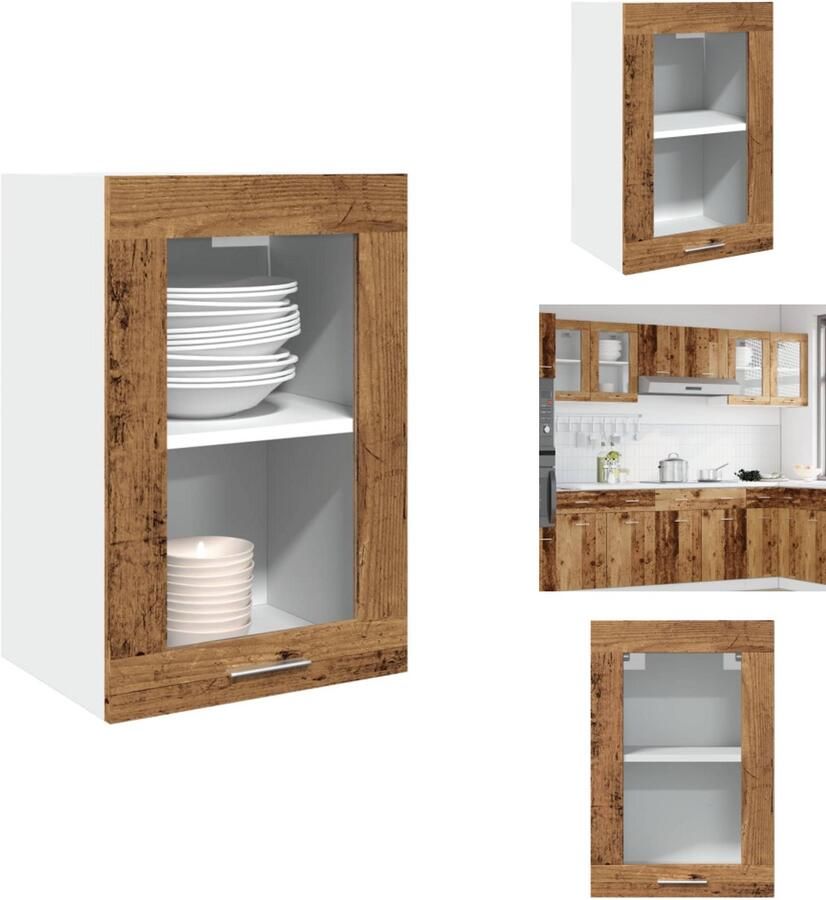 VidaXL Hangkast Hangkasten Hangende Kast Keukenkast Hangkast 40x31x60 cm bewerkt hout oud houtkleurig