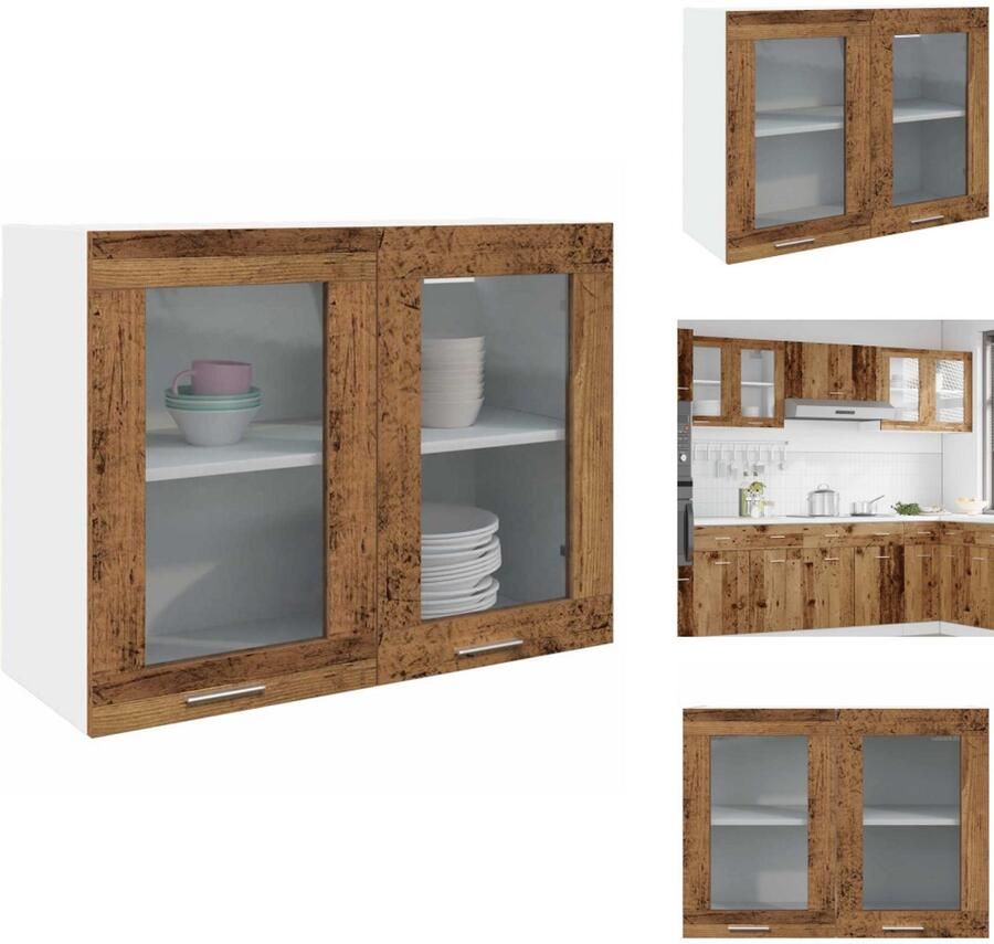 VidaXL Hangkast Hangkasten Hangende Kast Keukenkast Hangkast 80x31x60 cm bewerkt hout oud houtkleurig