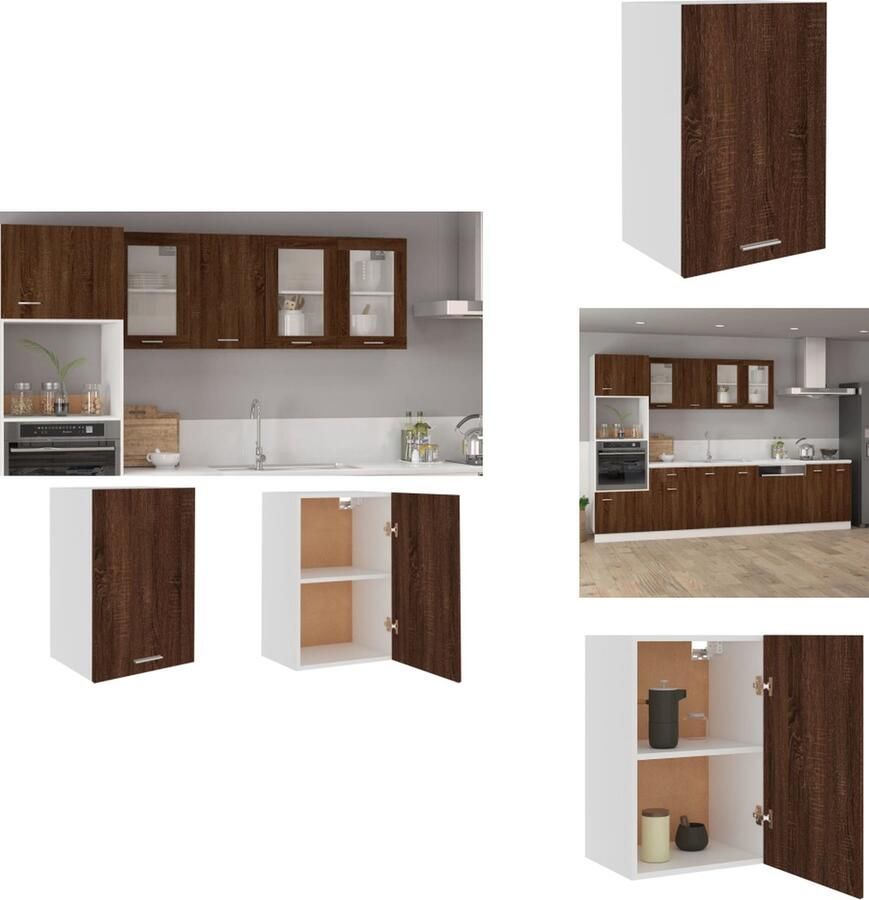 VidaXL Hangkast Hangkasten Hangende Kast Keukenkast Wandkast Lyon 39 5x31x60 cm bewerkt hout bruin eikenkleur