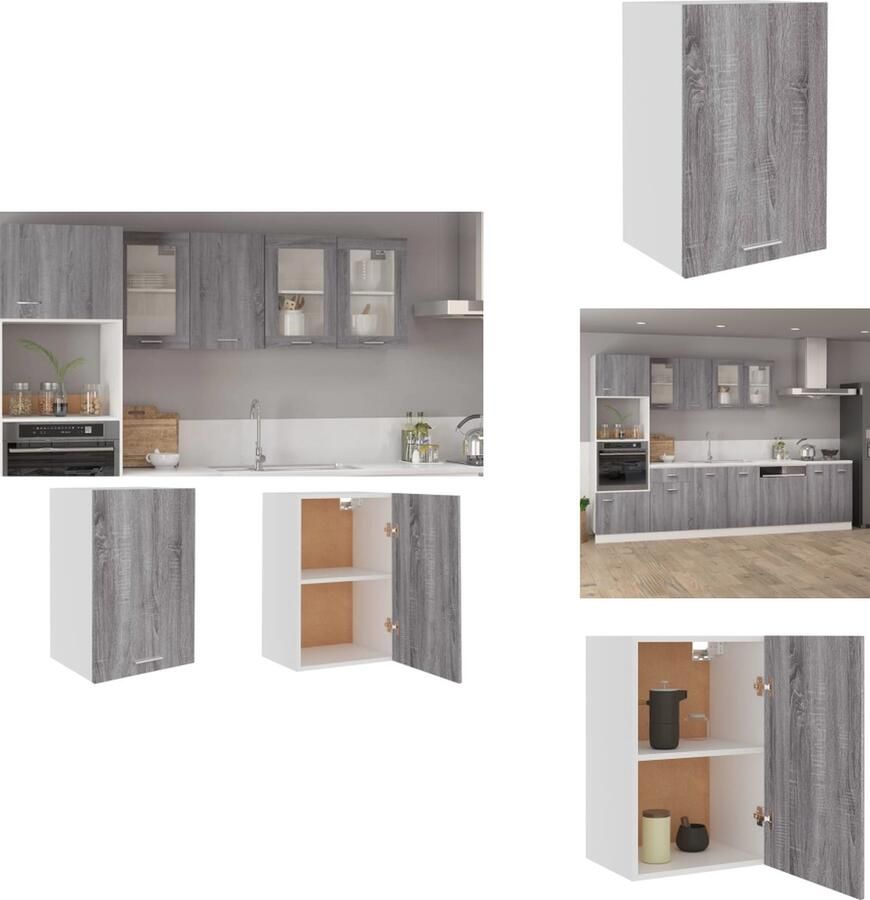 VidaXL Hangkast Hangkasten Hangende Kast Keukenkast Wandkast 39-5x31x60 cm bewerkt hout grijs sonoma eikenkleurig