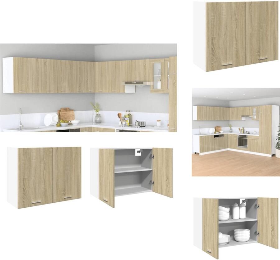 VidaXL Hangkast Hangkasten Keukenkast Keuken Opbergkast Hangkast 80x31x60 cm bewerkt hout sonoma eikenkleurig