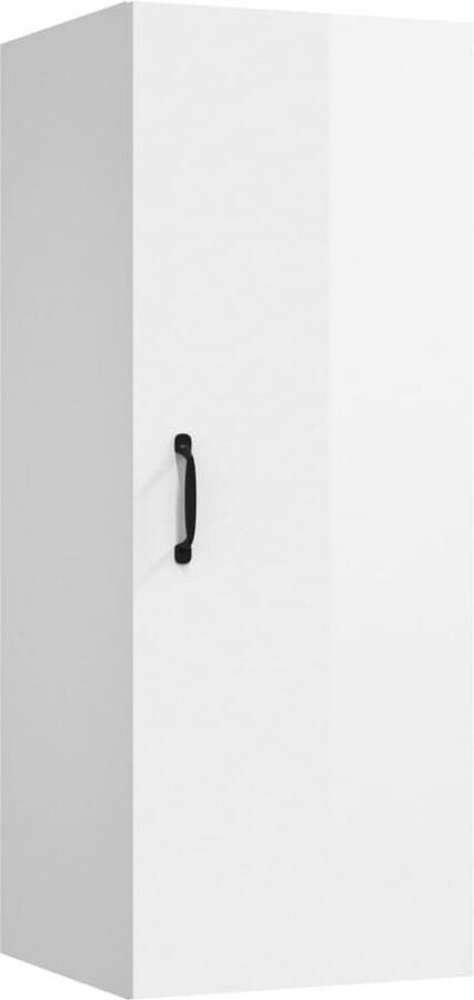 VidaXL Hangkast Hoogglans Wit 34 5x34x90 cm Hangkast Wandkast Opslagoplossing Houten Kast Witte Kast