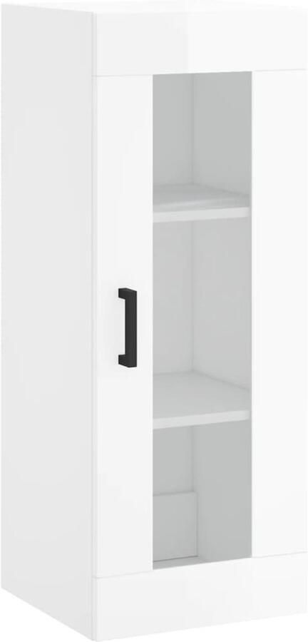 VidaXL Hangkast Hoogglans Wit 34 5x34x90 cm Wandkast Hangkast Opslagoplossing Keukenopslag Livingroomdecoratie