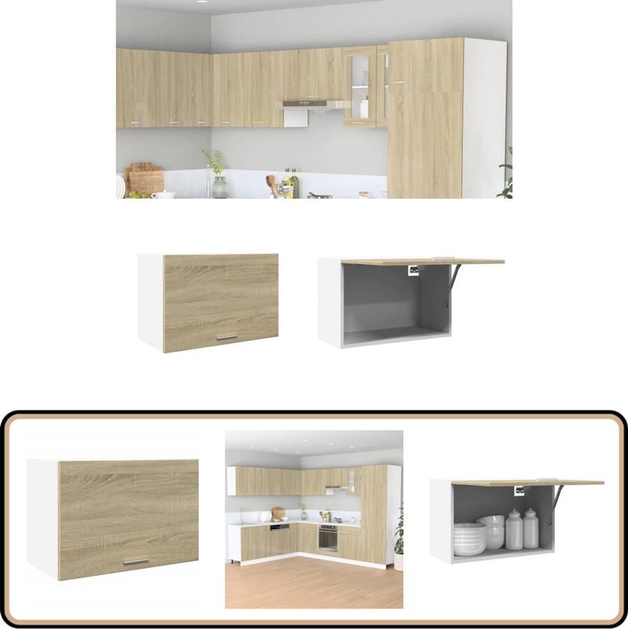 VidaXL Hangkast Sonoma Eiken 60x31x40 cm Keukenkast Wandkast Opbergkast Houten Kast Sonoma Eiken