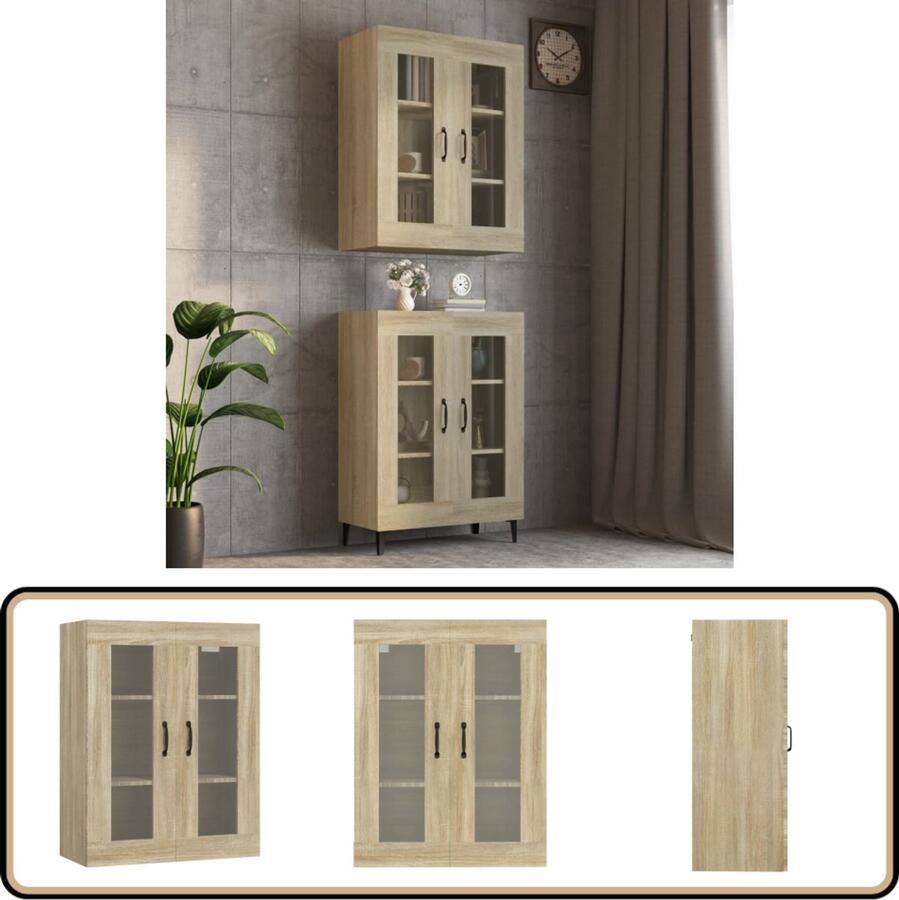 VidaXL Hangkast Sonoma Eiken 69 5x34x90 cm Hangkast Houten Kast Badkamerkast Slaapkamerkast Woonkamerkast - Foto 2