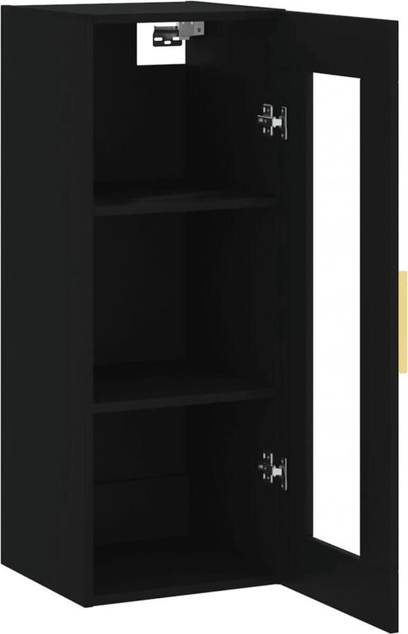 VidaXL Hangkast Zwart 34 5x34x90 cm Bewerkt hout Hangkast Wandkast Opbergkast Houten Kast Zwarte Kast