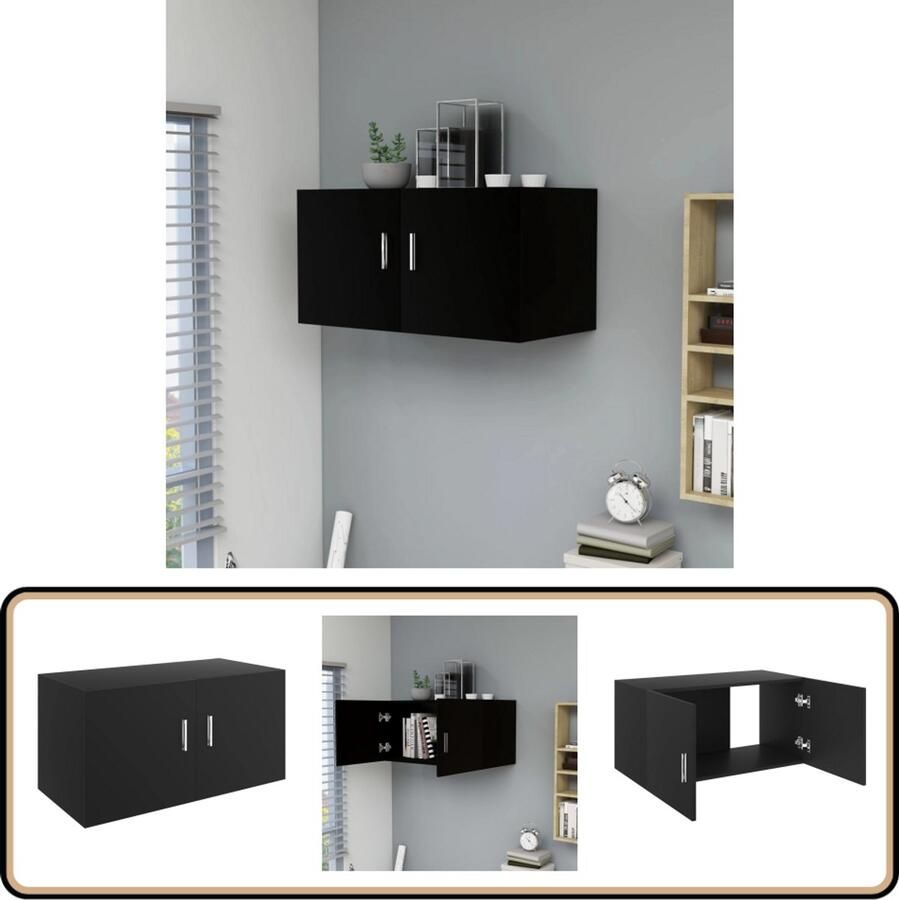 VidaXL Hangkast Zwart 80x39x40 cm Bewerkt Hout Hangkast Wandkast Opbergkast Keukenkast Slaapkamerkast