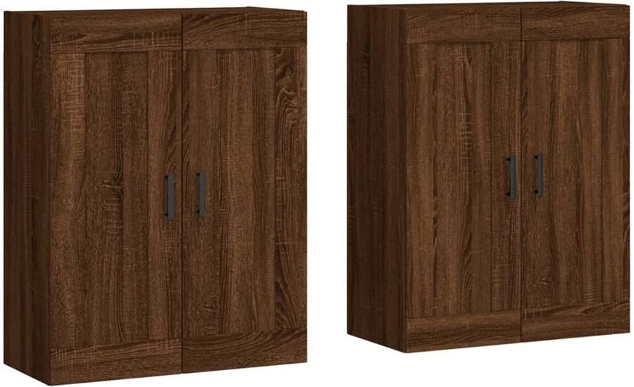 VidaXL Hangkasten Bruin Eiken Set van 2 Wandkast Houten Kast Opbergkast Bruine Meubels Bruine Eiken