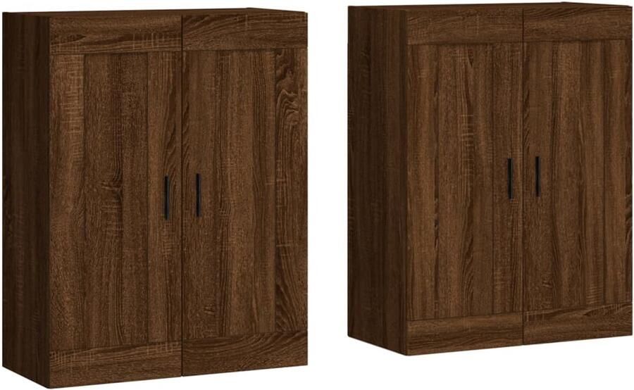VidaXL Hangkasten 2 st Bruin Eikenhout Look Wandkast Opbergkast Houten Kast Hangkast Woonaccessoires - Foto 2