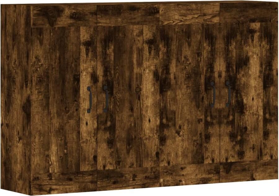 VidaXL Hangkasten 2 st Gerookt Eiken Design Wandkast Houten Kast Bergruimte Opbergkast Decoratieve Kast - Foto 2