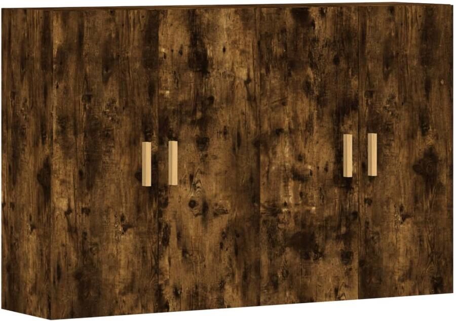VidaXL Hangkasten 2 stuks Gerookt Eiken 69 5x34x90 cm Wandkast Hangkast Bergruimte Houten Kast Badkameropstelling
