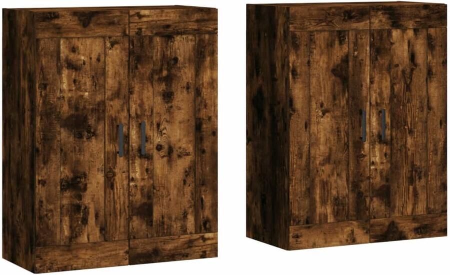 VidaXL Hangkasten 2 st Gerookt Eikenkleurig Wandkast Opbergkast Houten Kast Keukenopstelling Badkameropslag