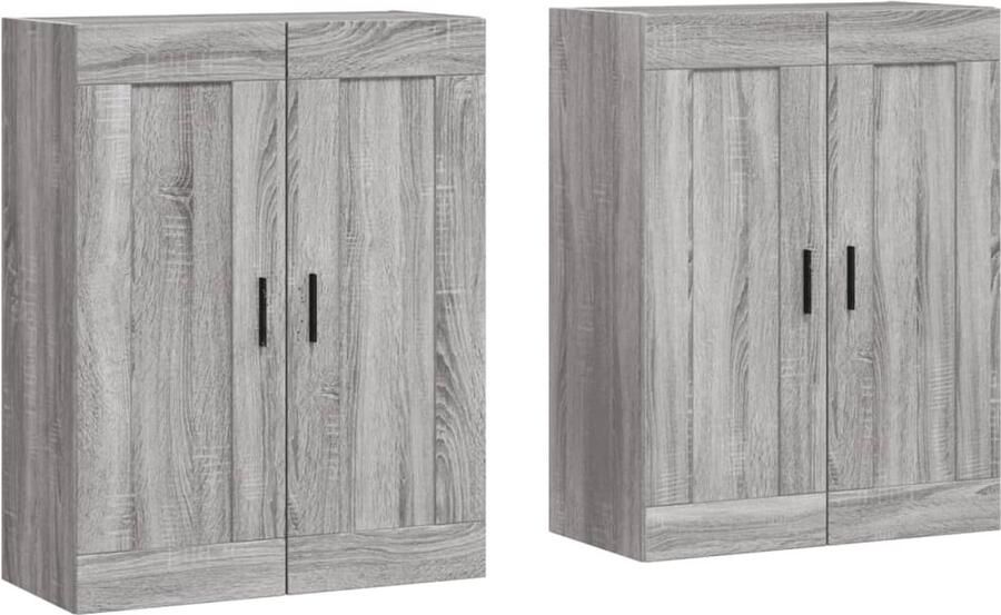 VidaXL Hangkasten Grijs Sonoma Eiken Set van 2 Wandkast Grijze Wandkast Houten Wandkast Opbergkast Salontafel