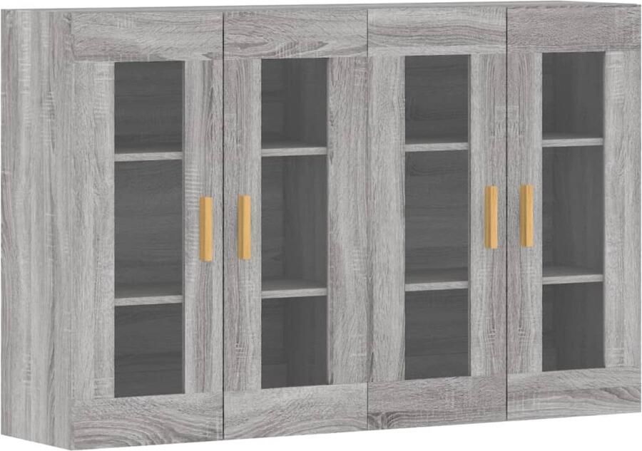 VidaXL Hangkasten 2 stuks Grijs Sonoma Eiken Wandkast Grijze Wandkast Houten Wandkast Opbergkast Set Van 2 Wandkasten