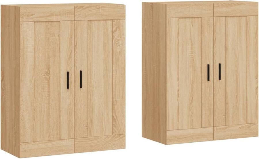 VidaXL Hangkasten 2 stuks Sonoma eikenkleur Hout Wandkast Houten Kast Salontafel Bergruimte Opbergkast