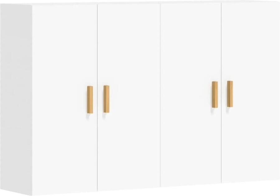 VidaXL Hangkasten 2 stuks Wit Bewerkt hout Wandkast Houten Kast Opbergkast Witte Kast Keukenopstelling