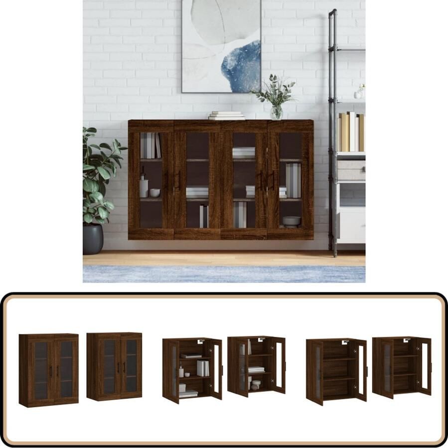 VidaXL Hangkasten Bruin Eikenkleur Set van 2 Wandkast Opbergkast Houten Kast Bruine Eiken Design Kast