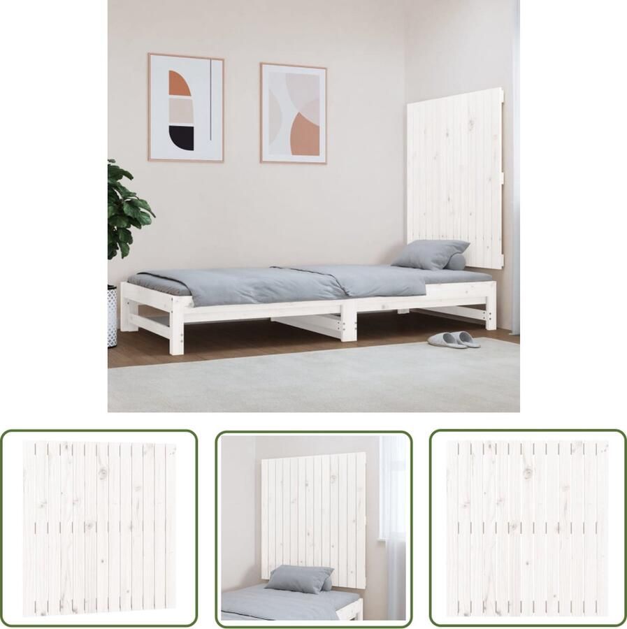 The Living Store Wandhoofdbord Massief Grenenhout Wit 82.5 x 3 x 90 cm Klassiek design Wandlamp Headboard Slaapkamer Decoratie Hout Meubilair Vintage Style