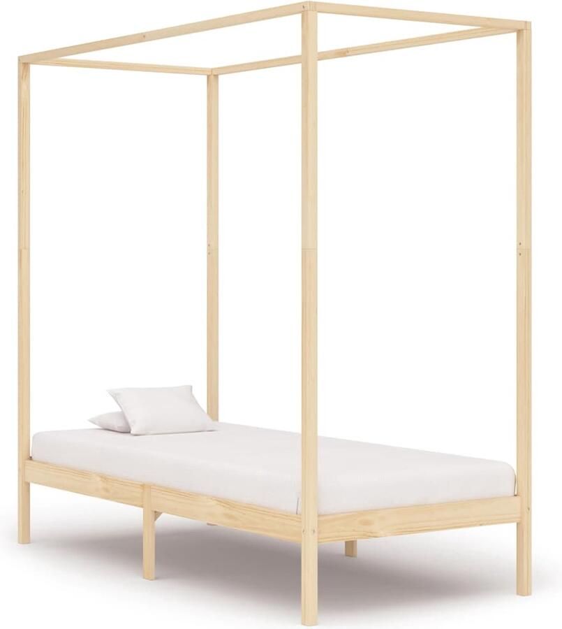 VidaXL Hemelbedframe 100x200 cm Massief Grenen Hemelbed Massief Hout Bed Grenenhout Bed Tweepersoons Bed Frame Hoofdbord - Foto 2