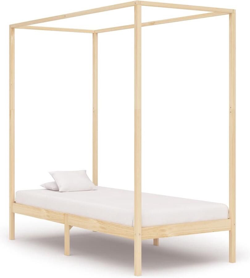 VidaXL Hemelbedframe Massief Grenenhout 90x200cm Hemelbed Massief Hout Bed Grenenhout Bed Enkelpersoonlig Bed Elegant Bed Frame Slaapcomfort - Foto 2