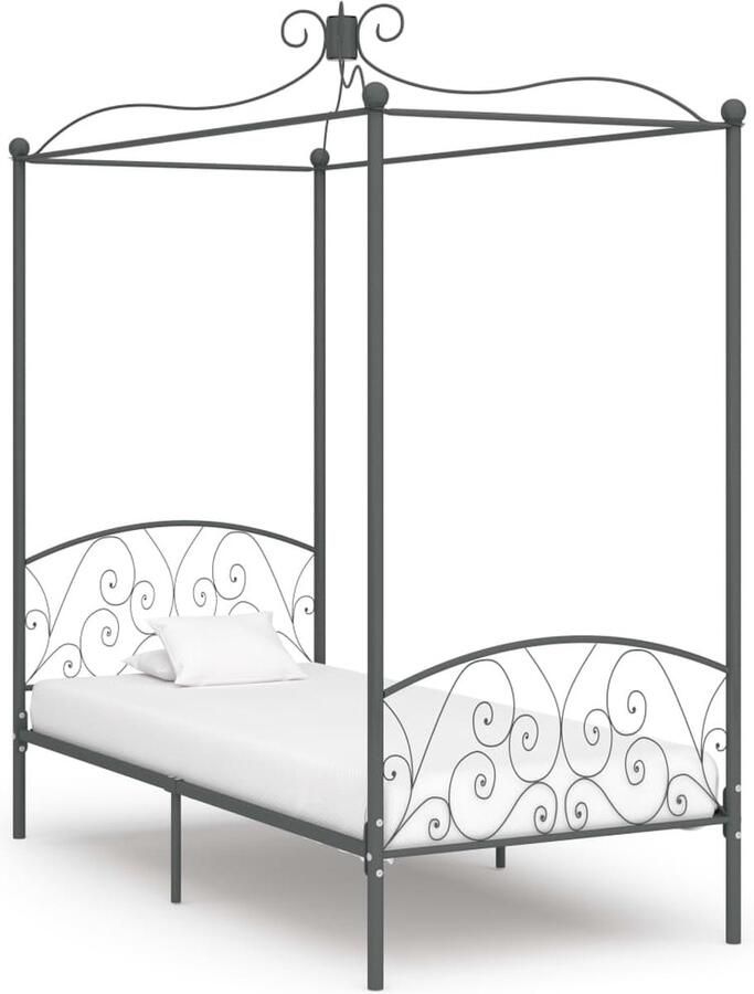 VidaXL Hemelbedframe Grijs 90x200 cm Hemelbed Metalen Bedframe Grieks Bed Slaapkamer Meubels Boxspring Bed - Foto 2
