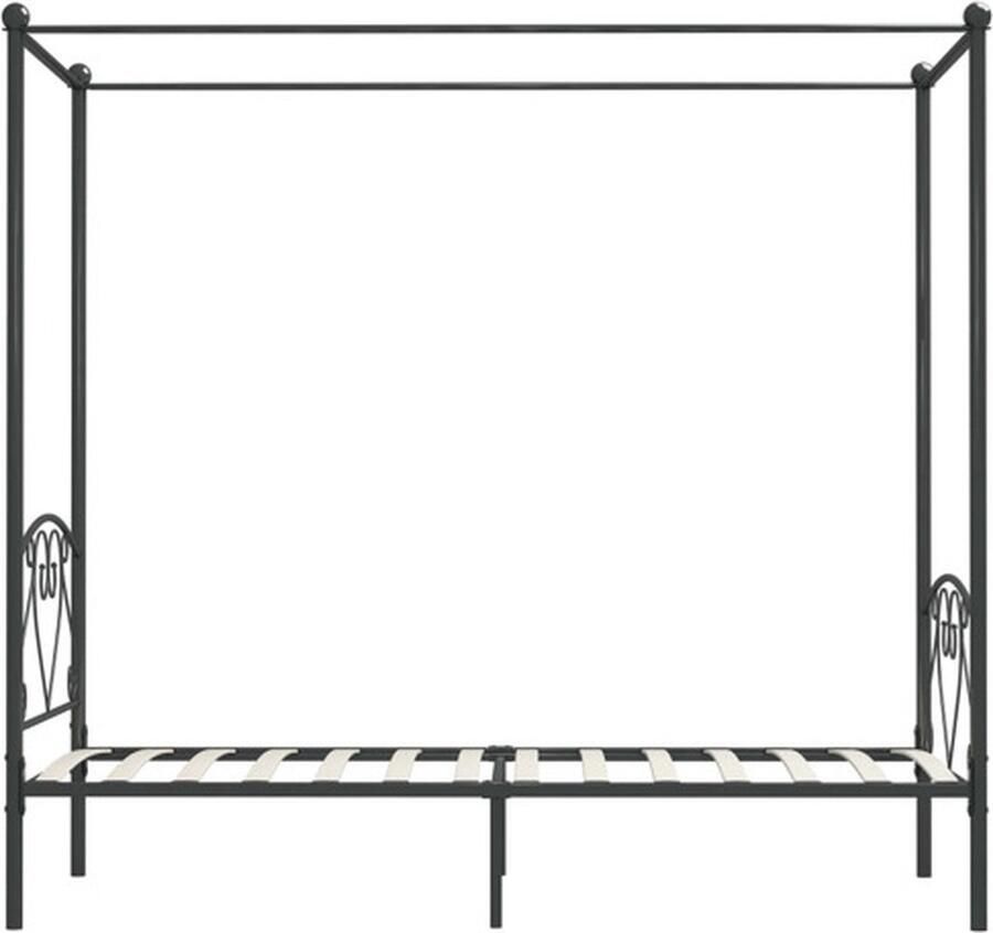 VidaXL Hemelbedframe Metaal Grijs 120x200 cm Hemelbed Metalen Bed Grijs Bed Tweepersoonsbed Hoofdbord - Foto 2