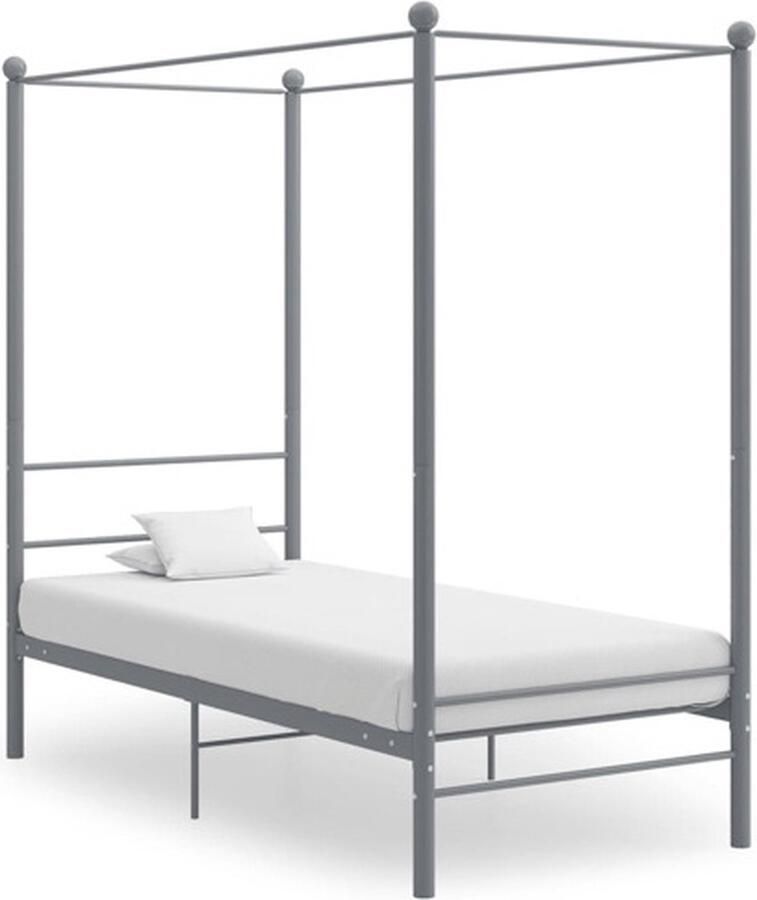 VidaXL Hemelbedframe metaal grijs 90x200 cm Bedframe Bed Frame Bed Frames