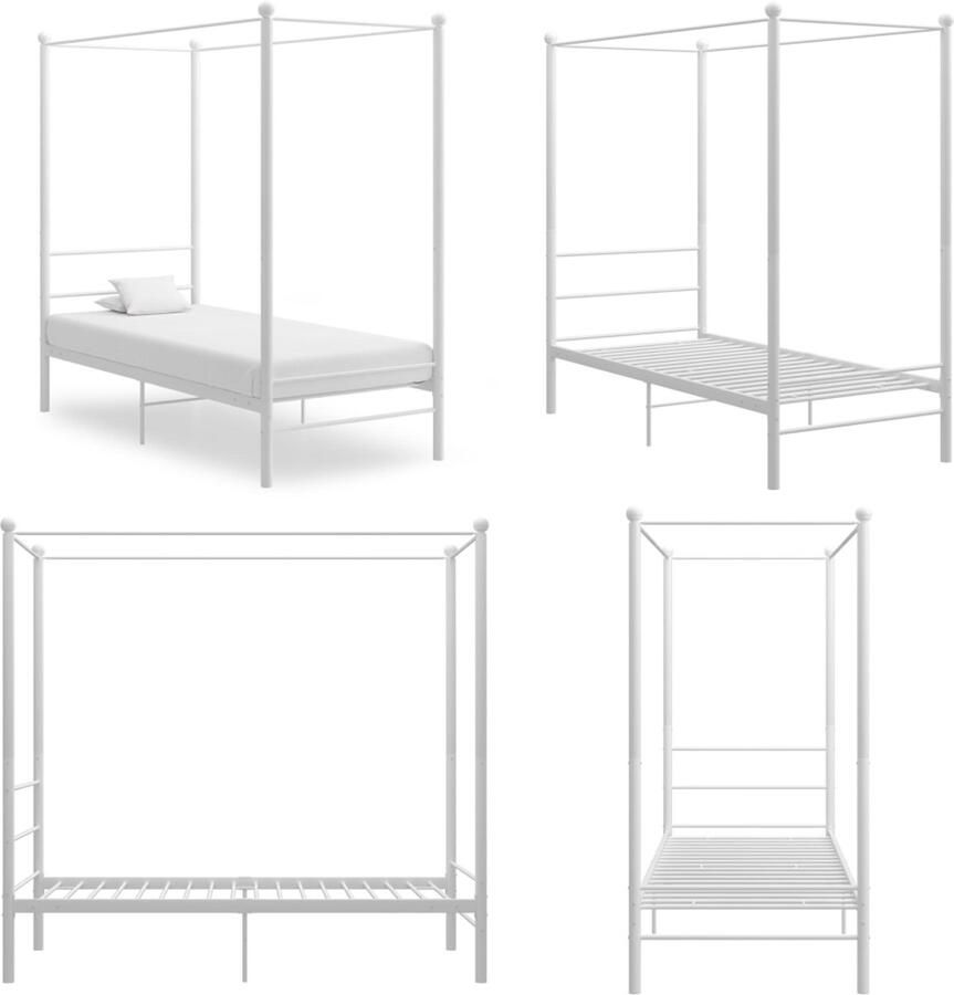VidaXL Hemelbedframe metaal wit 90x200 cm Bedframe Bed Frame Bed Frames