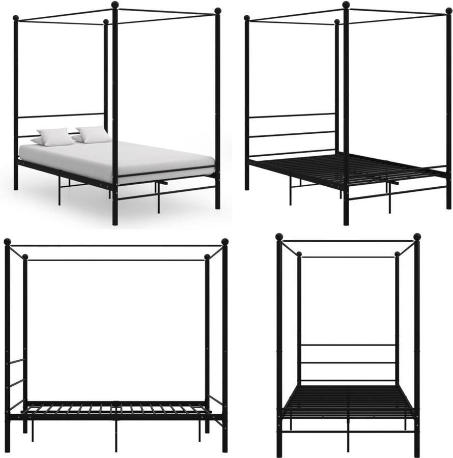 VidaXL -Hemelbedframe-metaal-zwart-140x200-cm - Foto 2