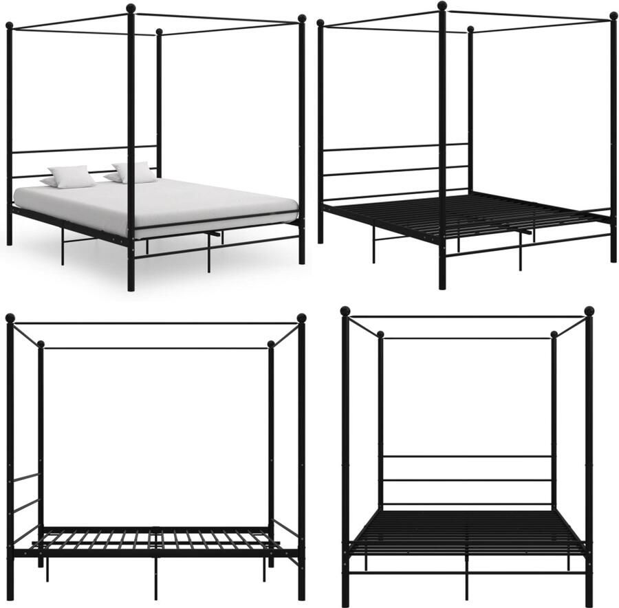 VidaXL Hemelbedframe metaal zwart 160x200 cm Bedframe Bed Frame Bed Frames