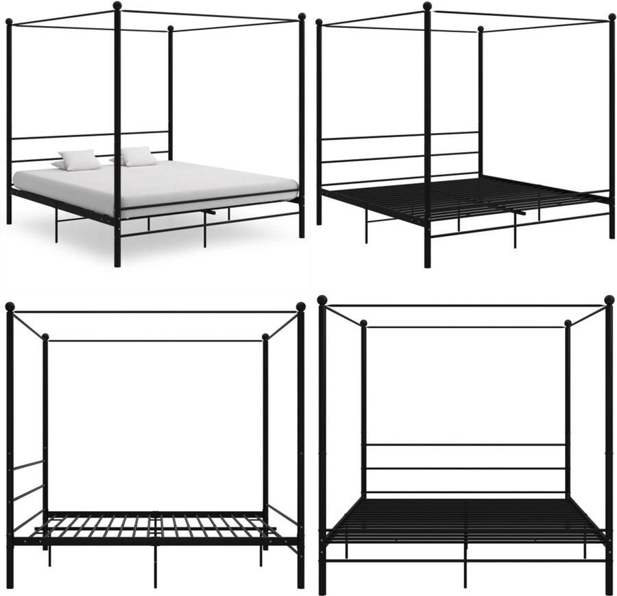 VidaXL Hemelbedframe metaal zwart 200x200 cm Bedframe Bed Frame Bed Frames