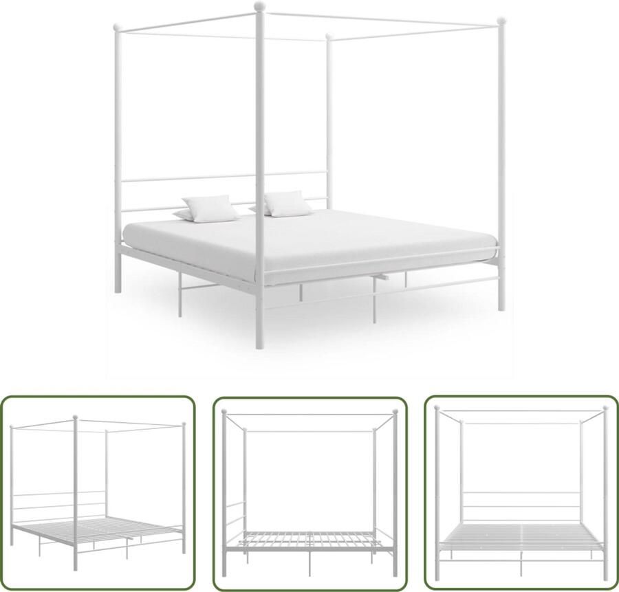 VidaXL Hemelbedframe Wit 180x200 cm Metaal Slaapcomfort Metal Frame Bovenframe Bedstede Boxspring Tweepersoonsbed Witte Bed Design Bed Bedroom Furniture Slaapkamersdecoratie