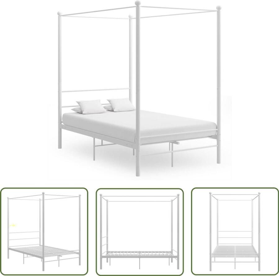 VidaXL Hemelbedframe Wit Metaal 120x200 cm Slaapcomfort Metalen Bed Frame Wit Bed Tweepersoons Bed Hoofdbord Bed Bedstede Boxspring Bed Kinderbed Design Bed Modern Bed Minimalistisch Bed Bedroom Furniture Slaapkamers