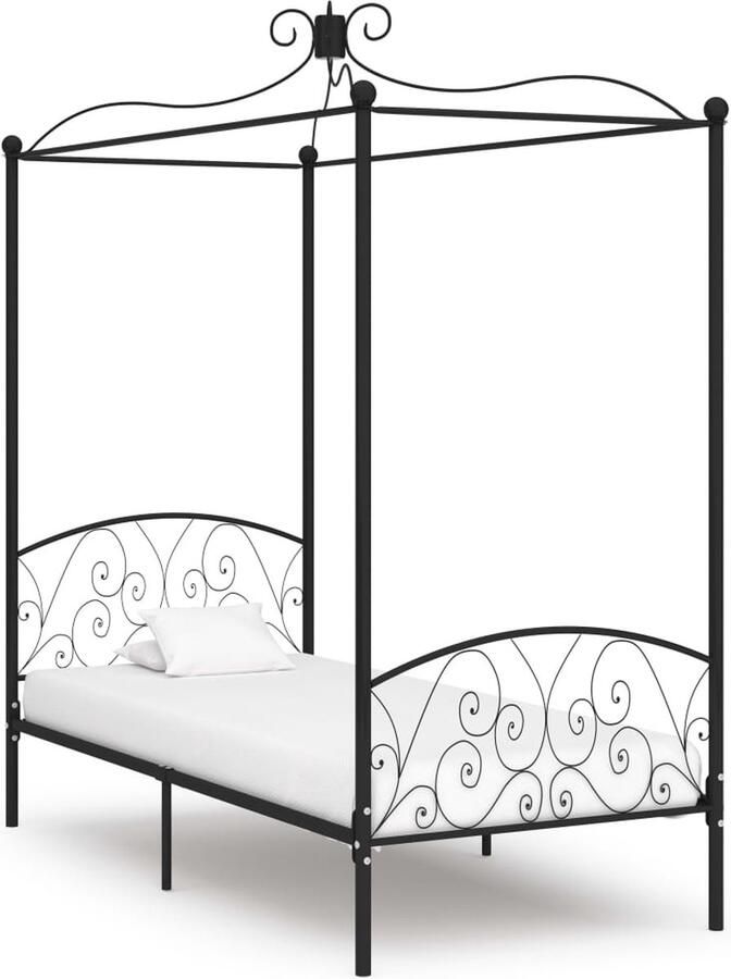 VidaXL Hemelbedframe Zwart 100x200 cm Stijlvol Design Metalen Hemelbed Zwevende Bed Slaapcomfort Hoofdbord Kinderkamer Tweepersoonsbed Vintage Bed Modern Bed - Foto 2