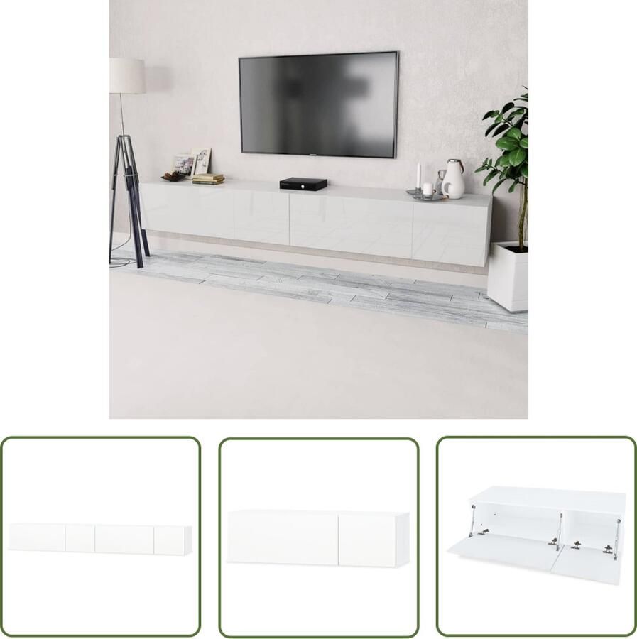 The Living Store TV-kast Moderne Charme Hifi-opslag Afmeting- 120 x 40 x 34 cm Kleur- hoogglans wit en matwit Materiaal- spaanplaat en PVC-randen
