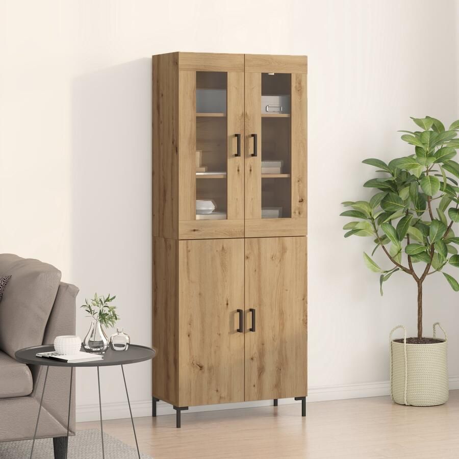 VidaXL Highboard 2 pcs artisanaal eikenkleurig 69.5 x 34 x 180 cm