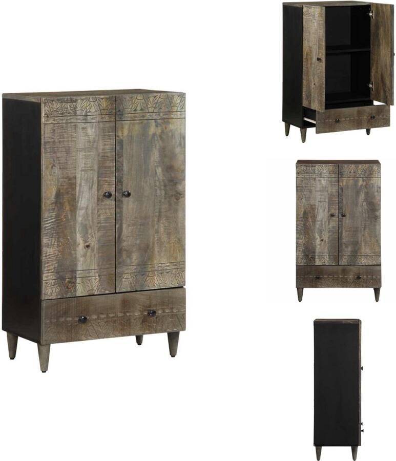 VidaXL Highboard Hoge Planken Opbergkast Buffet Hoge kast 60x33x110 cm massief mangohout