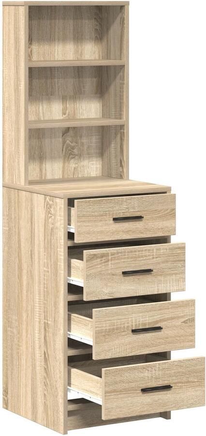 VidaXL Highboard met lade Sonoma eiken 40 x 41 x 135 cm Bewerkt hout - Foto 3