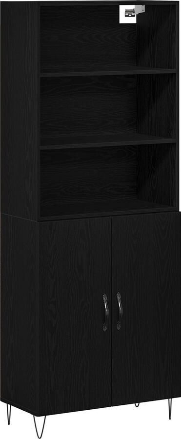 VidaXL Highboard Zwart Eiken 69.5x34x180 cm Gefabriceerd Hout Sideboard Zwart Eiken 69.5x34x90 cm Gefabriceerd Hout Hangende Wandkast Zwart Eiken 69.5 x 32.5 x 90 cm