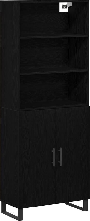 VidaXL Hoge Kast Zwart Eiken 69 5x34x180 cm Geengineerd Hout Sidetable Zwart Eiken 69 5x34x90 cm Geengineerd Hout Hangende Wandkast Zwart Eiken 69 5 x 32 5 x 90 cm