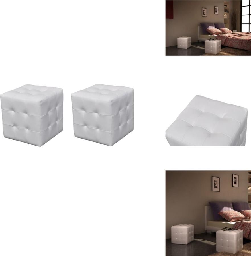 VidaXL Kubusvormige krukken 30x30x30 cm wit 2 stuks Kunstleer Kast