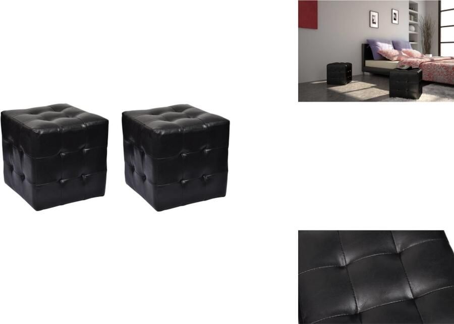 VidaXL Hocker Hockers Kruk Krukken 2 st kubusvormig zwart